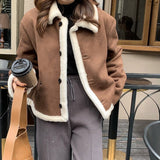 Billlnai Vintage Winter Warm Fur Coats Women Loose Casual Elegant Wool Coats Korean Fashion Long Sleeves Overwear Lady Outwear New 2023