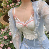 Billlnai White Backless Sexy Beach Sweet Cute Camis Women 2023 Summer Floral Kawaii Halter Tops Lace Print Party Korean Fashion Clothing