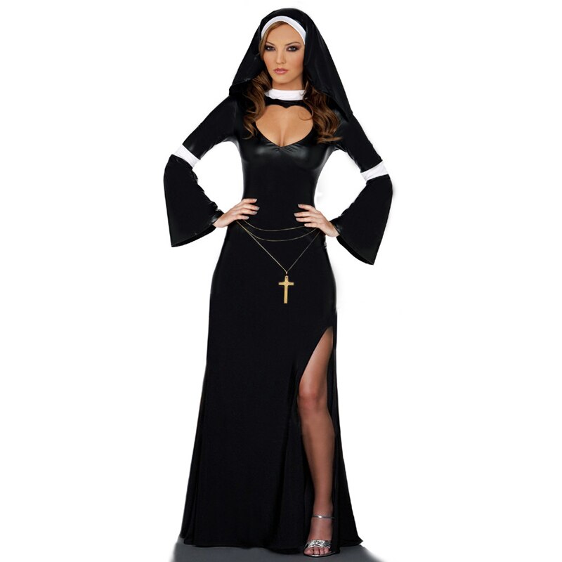 Helloween Big Sale Billlnai Halloween Costumes Sister Maria Cosplay Dress Sexy Catholic Nun Performance Clothing Role Play Game Carnival Prom Dance Party