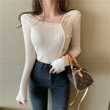 2023 Korean Fashion Women's Sweater Long Sleeve Knitted Cardigan Solid Color Top Women Autumn All-match Slim Sweaters