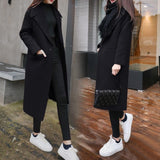 Christmas Gift Women's Winter Black Long Wool Coat Outerwear 2023 Ladies Trench Korean Fashion Female Loose Warm Clothes Windbreaker Caramel 1111