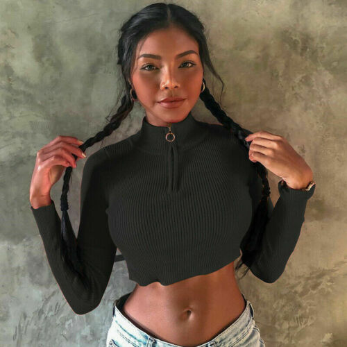Billlnai Gothic Sexy Knitted Stretch Slim T-Shirt Women Long Sleeve Turtleneck Tee Tops Shirts Solid Pullovers Elastic T Shirts