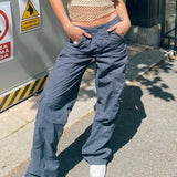 Billlnai Low Waisted Y2K Grunge Baggy Jeans Harajuku Fairycore Cute Cargo Pants Streetwear Casual Fashion Denim Trousers Cuteandpsycho