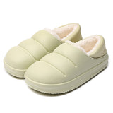 Billlnai Winter Women Fur Slippers Waterproof Warm Plush Household Slides Indoor Home Thick Sole Footwear Non-Slip Solid Couple Sandals