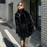 Billlnai  2023  Women's Winter Jacket Fashion Solid Color Faux Fur Coat Korean Version Loose Simplicity Stand-up Collar Women's Clothing Coat