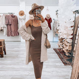 Women Casual Hollow Out Knitted Cardigan Long Sleeve Mid Length Loose Sweater Coat Open Front 2023 Autumn New Sweater Cardigan