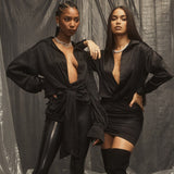 Black Sexy V Neck Petal Sleeve Blouses Woman Fashion 2020 Elegant Bandage Irregular Loose Shirts Casual Plus Size Tops