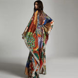 2023 Autumn Bohemian Printed Belted Long Kimono Tunic Vintage Plus Size Clothes For Women Batwing Sleeve Maxi Dresses A997