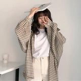 Christmas Gift Plaid Shirt Women Checked Vintage Blouse with Lush Sleeves Korean Style 2023 Fashion Cotton Harajuku Tops Kawaii Casual