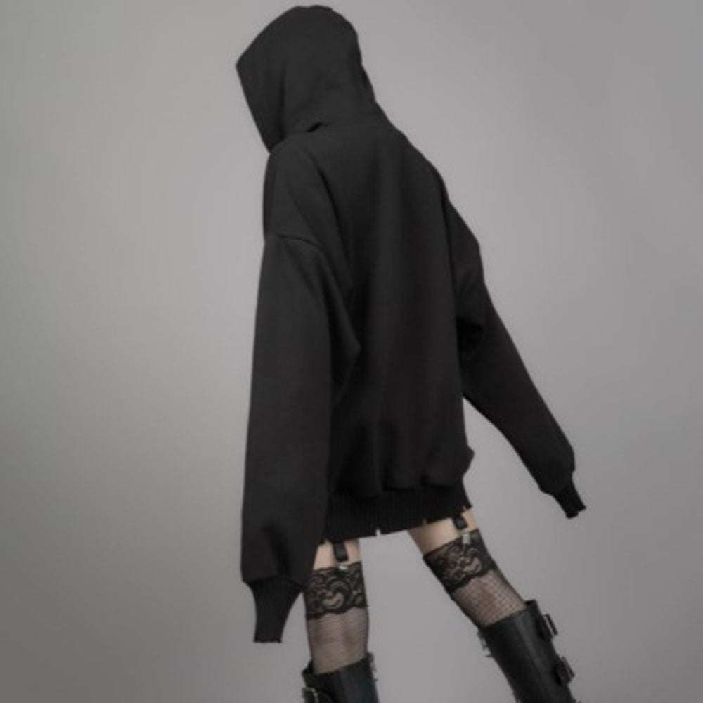 Rosetic 2023 Women Autumn Gothic Hoodie Punk Halloween Goth Streetwear Hoodies Loose Skull Print Designer Long Seeve Hooded Tops