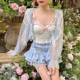 Billlnai White Backless Sexy Beach Sweet Cute Camis Women 2023 Summer Floral Kawaii Halter Tops Lace Print Party Korean Fashion Clothing