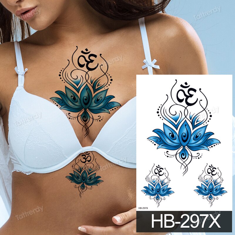Billlnai Waterproof Temporary Tattoo Sticker Butterfly Flower Wing Fake Tatto Big Tatoo Tatouage Temporaire Back Chest For Women Girl
