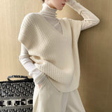 Billlnai  2023  New Knitted Pullover Sweater for Women Solid V-neck Female Sleeveless Sweater Vest White Casual Loose Ladies Knitwear Tops