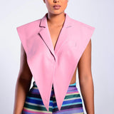 Billlnai PU Faux Leather Jackets And Coats Cropped Vest 2023 Fashion Women Outerwear Cardigan Sleeveless Blazer D85-BH17