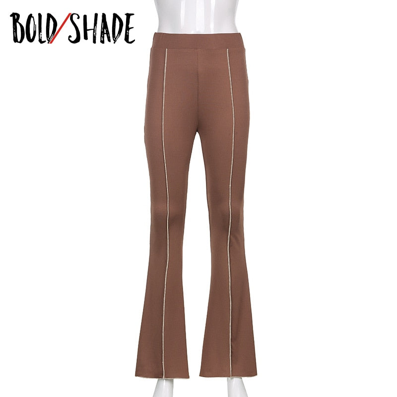 Bold Shade Fashion Indie Skinny Pants Solid Thread High Waist Women Boot Cut Pants Aesthetic y2k Street Trend Summer Trouser New