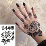 Billlnai Hand Tattoo Rose Henna Stickers Temporary Tattoo Sticker Roses Hand Tattoo Stickers Flower Waterproof Fake Tatoo Finger Sheet
