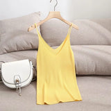 Christmas Gift Withered Multticolor Colorful Basic Elastic Camisole Summer Spaghetti Knitted T Shirt Women Camisetas Verano Mujer 2023 Tops
