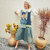 Van Gogh Sweater Autumn 2023 New Women's Vest Vintage Irregular Patchwork Top Elegant Luxury Embroidery Knitwear Sweaters