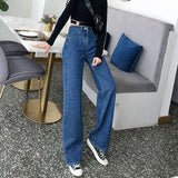 Billlnai Women Jeans Wide Leg Washed Slim Solid Female Trousers Casual Loose Plus Size 5XL Fashion Korean Style Simple Streetwear Chic