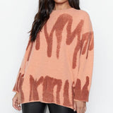 2023 Autumn Women Striped Sweater Tie Dye Long Sleeve Knitted Oversized Sweater Y2K Fashion Winter Long Jumper Knitwear