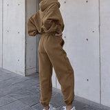 Women's Tracksuit Short Oversize Hoodie Suit Hooded Long Sleeve Drawstring Female Autumn Sport Pants For women Two Piece Set