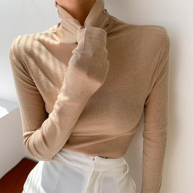 Billlnai  2023 Turtleneck Sweater Women's Long Sleeve  Winter New Knitted Pullover Bottoming Shirt Slim Basic Top Korean Fashion Clothing