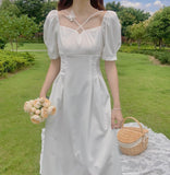 Billlnai White Dress Woman Summer 2023 Mori Girl Style Princess Fairy Elegant Short Sleeve Midi Dress Party Robe Femme Vestido