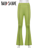 Bold Shade Fashion Indie Skinny Pants Solid Thread High Waist Women Boot Cut Pants Aesthetic y2k Street Trend Summer Trouser New