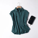 Christmas Gift DAVE&DI england office lady simple solid sleeveless blouse women blusas mujer de moda 2020 loose shirt womens tops and blouse