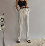 Billlnai Spring New Office Lady High Quality Elegant Casual Fashion Wide Leg Women Female Pants Hot Sales