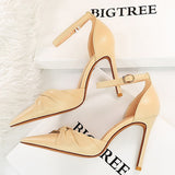 Billlnai  2023 Graduation party  BIGTREE Shoes Leather Women Sandals Fashion Hollow Sandals Summer High Heels Shoes Women Bow-knot Heeled Sandals Stiletto Heels