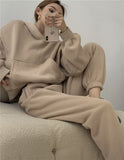 2023 Spring Women Hoodies Sweatshirt Tracksuit Fleece Cotton 2 Pieces Sets Pants Suits