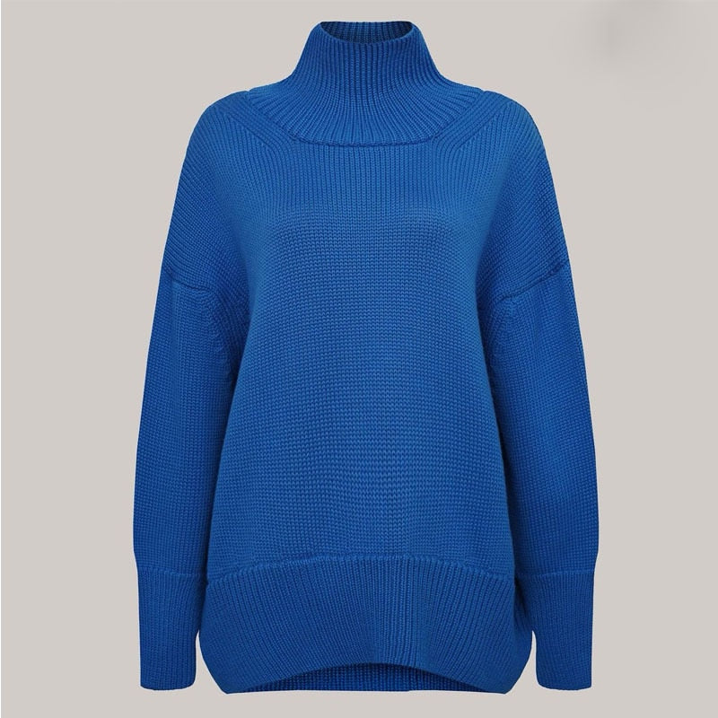 Cryptographic Autumn Winter Fashion Turtleneck Knitted Sweaters for Women Casual Long Sleeve Pullover Sweater Loose Clothes