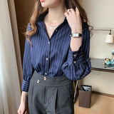 Autumn New Blouse Women Casual Striped Top Shirts Blouses Female Blusas Casual Ladies Office Blouses Top