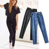 Christmas Gift Withered 2023Ins Fashion Blogger England Simple Stretch Jeans Woman High Waist Jeans Cropped Jeans Skinny Pencil Jeans For Women