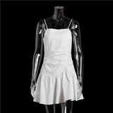 Billlnai  2023 Tank Strap Designer White Sling Casual Evening Party Sexy Backless Women's Clothes One Piece Basic Bodycon Mini Dress