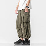 Billlnai - Aidase Harajuku Vintage Wide leg Oversize Pants Men Casual Joggers Harem Pants White Cargo Pants Skateboard  Trousers Streetwear
