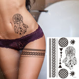 Billlnai Stockings Tattoo Legs Black Henna Lace Legging Tatoo Thigh Hand Rose Flower Jewelry Stickers Indian Arabic Water Body Decal