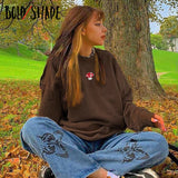 Bold Shade Indie Aesthetic Sweatshirt Fashion Streetwear Long Sleeve Hoodies Graphic Embroidery 90s Style Vintage Loose Hoodies