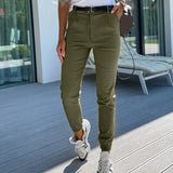 Solid Women's Fashion Slim Pencil Pants 2023 Autumn New Pocket Basic All-match Ankle-length Pant Ladies Casual Fashion Bottoms