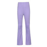 Billlnai  Purple Ribbed  Joggers Women Knitted Flare Pants Slim High Waist Aesthetic Trousers Female Vintage 90S Sweatpants
