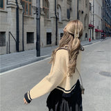 College style Suit Collar Casual Sweater Cardigan Coat Women Autumn Winter Lazy Style Korean Retro Loose Knitted Cardigan