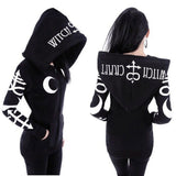 Rosetic Gothic Skull Hooded Hoodies Women Halloween Coat Fashion Zipper Fitness Streetwear Cool Girls Black Hoodie Sweatshirt