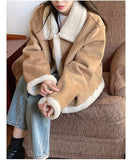 Billlnai Vintage Winter Warm Fur Coats Women Loose Casual Elegant Wool Coats Korean Fashion Long Sleeves Overwear Lady Outwear New 2023