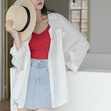 Solid Color Classic Loose Shirt Women Daily All-match Spring Autumn 2023 New Korean Version Students Wear Sun Protection Shirt