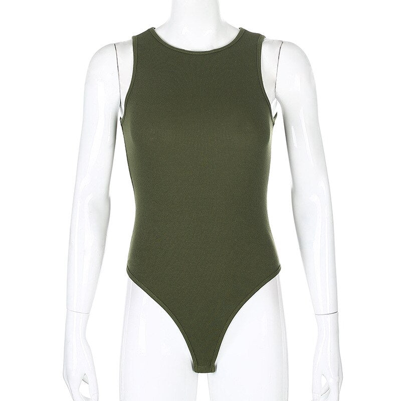 Black Off Shoulder Tank Bodysuit Summer 2020 New Fashion O-Neck Body Women Fitness Clothing Basic Bodycon Bodysuits