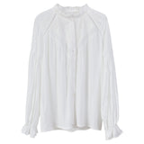 Jastie Women Blouse 2023 Spring Autumn Long Sleeve Pin tuck lace White Shirt Tops Casual Loose Boho Shirts Beach Blusa Tops