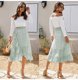 Chiffon Woman Skirts High Waisted Pink Ladies Floral Ruffle Long Skirt Summer Asymmetrical Slit Lace Up Wrap Midi Clothes 2023