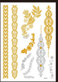 Billlnai Flash Metallic Waterproof Tattoo Temporary Color Gold Silver Women Fashion Peacock Feather Bird Design Sticker On The Body YH119