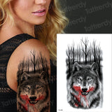 Billlnai Wolf Temporary Tattoos Moon And Wolf Tattoo Arm Sleeves For Men Women Body Art Black Big Tattoo Back Chest Tatoo Waterproof Girl